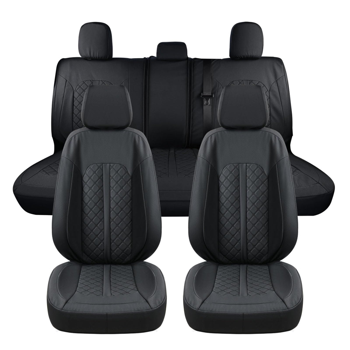 Truckiipa front seat covers installed showing custom fit and clean appearance