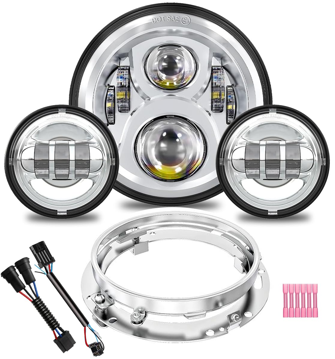 TRUCKMALL 7-inch headlight front view showing bright beam benefit