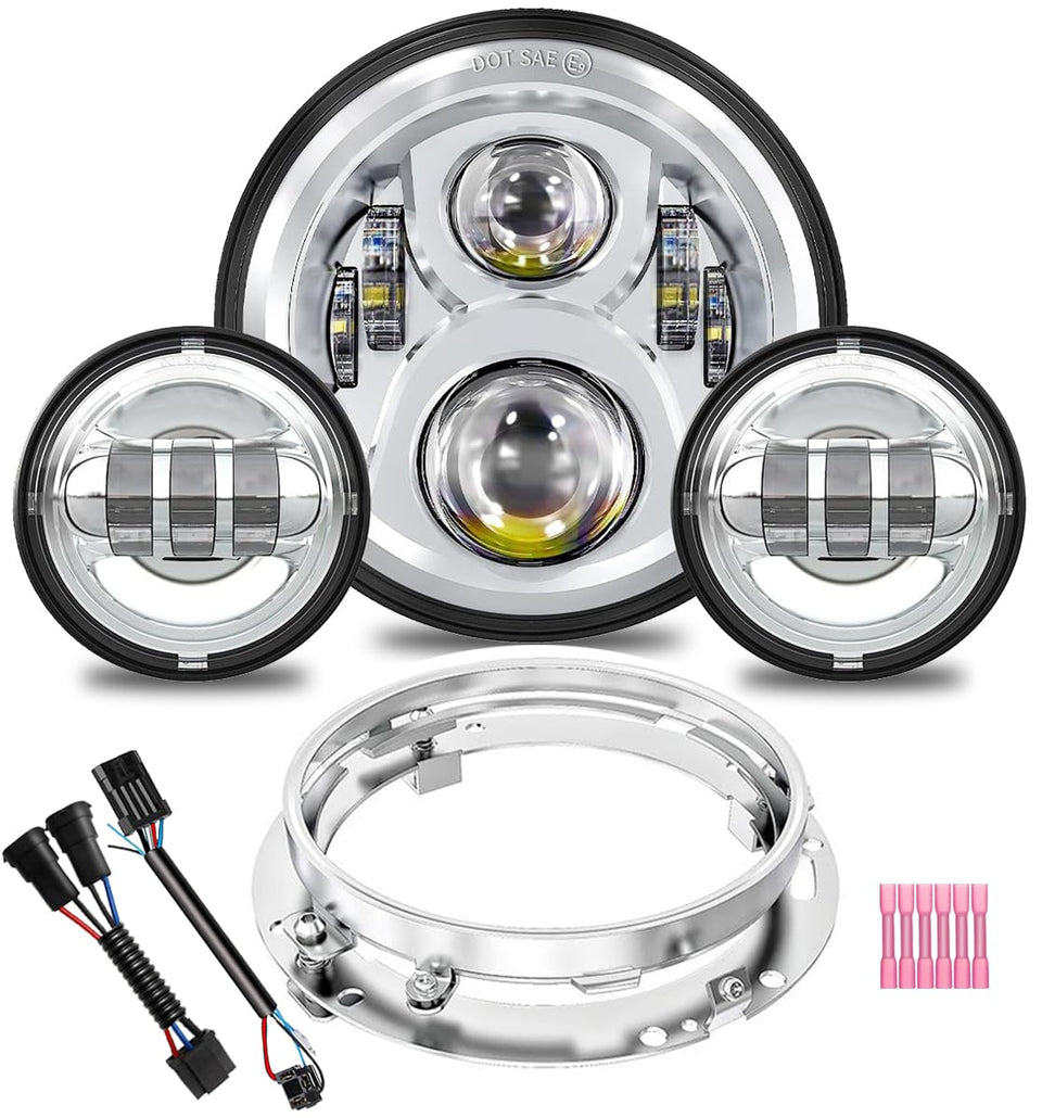 TRUCKMALL 7-inch headlight front view showing bright beam benefit