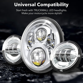 TRUCKMALL headlight held in hand showing size and easy replacement benefit