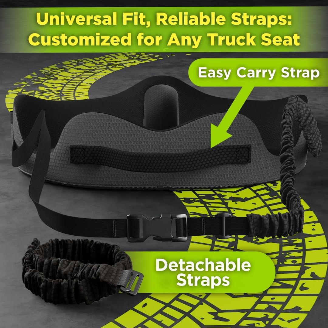 Truckules side view showing thick profile and built‑in lumbar support for endurance