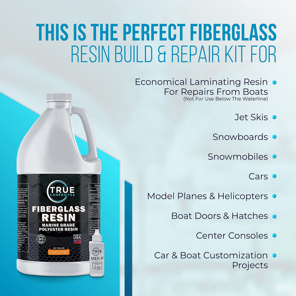 True Composites resin pouring close-up, smooth wet-out for easy application