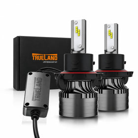 TRUELAND front packaging showing H13/9008 6000K bulbs and benefits