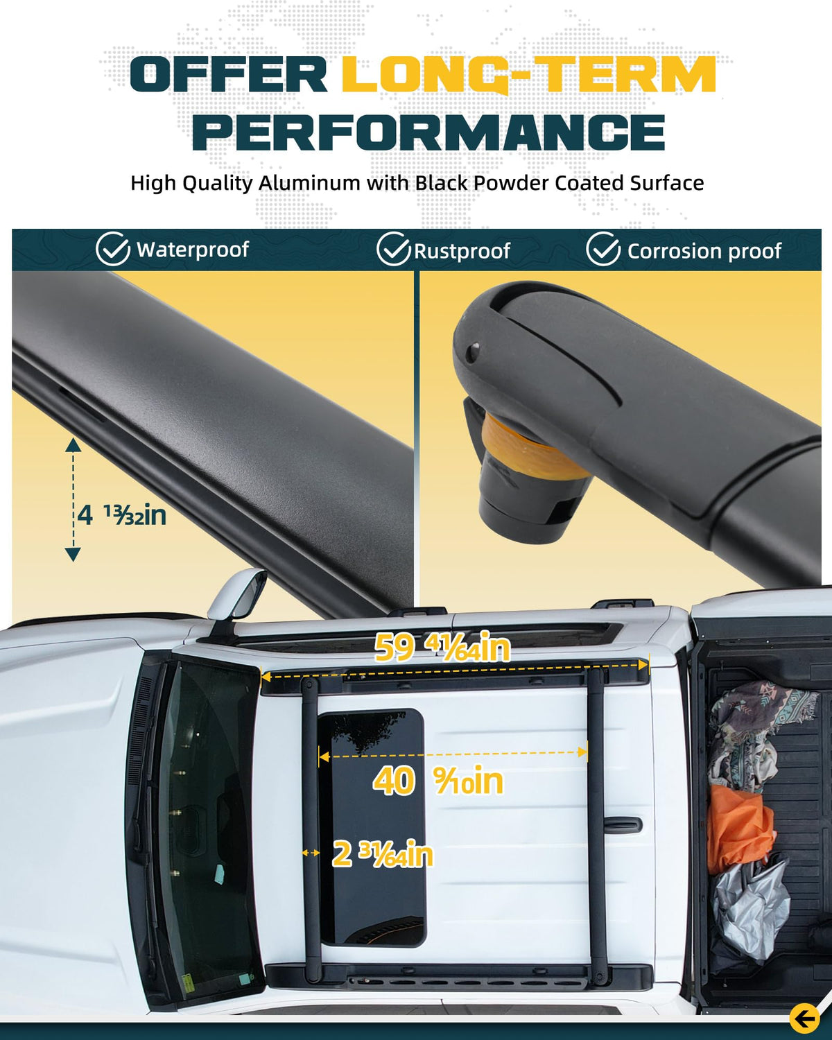 Trumgeta crossbar end cap detail highlighting corrosion-resistant finish