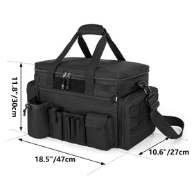 Trunab patrol bag inside patrol car with gear arranged for on-duty use