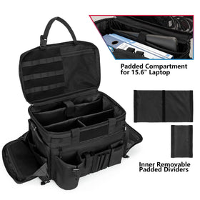 Trunab MOLLE webbing detail with attached flashlight for customizable storage