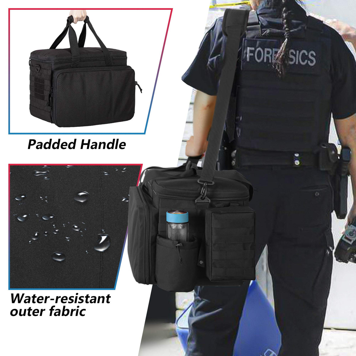 Trunab patrol bag worn with adjustable shoulder strap and padded handle