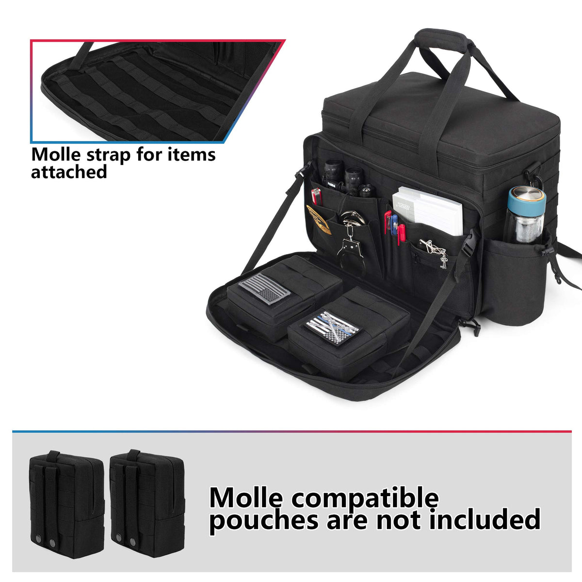 Trunab patrol bag interior showing three removable compartments for gear