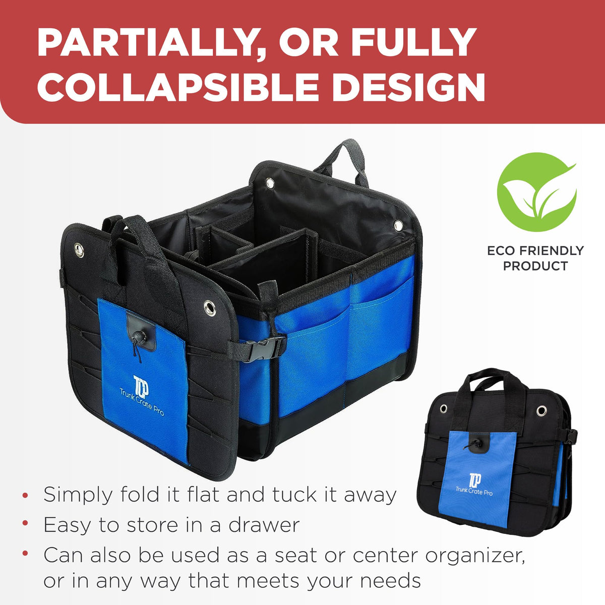 TRUNKCRATEPRO folded flat for compact storage and space-saving benefit