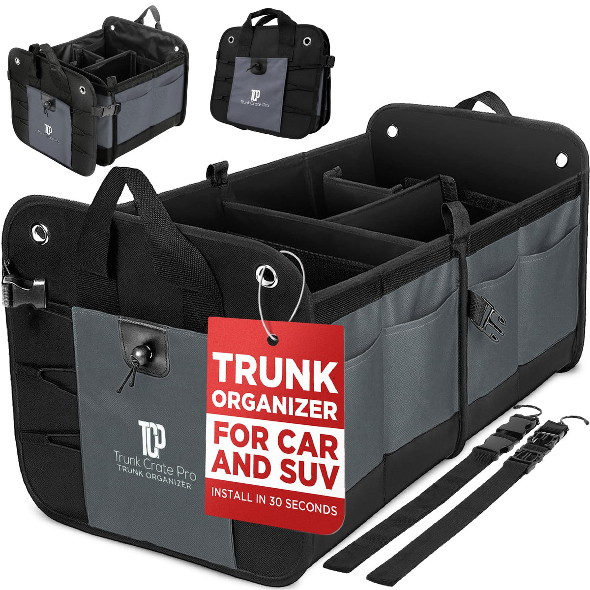 TRUNKCRATEPRO front view showing full organizer and large capacity benefit