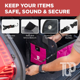 TRUNKCRATEPRO holding beach gear in trunk showing stylish, functional lifestyle use