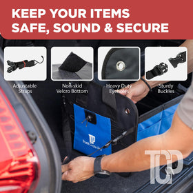 TRUNKCRATEPRO trunk with road trip gear demonstrating travel-ready organization