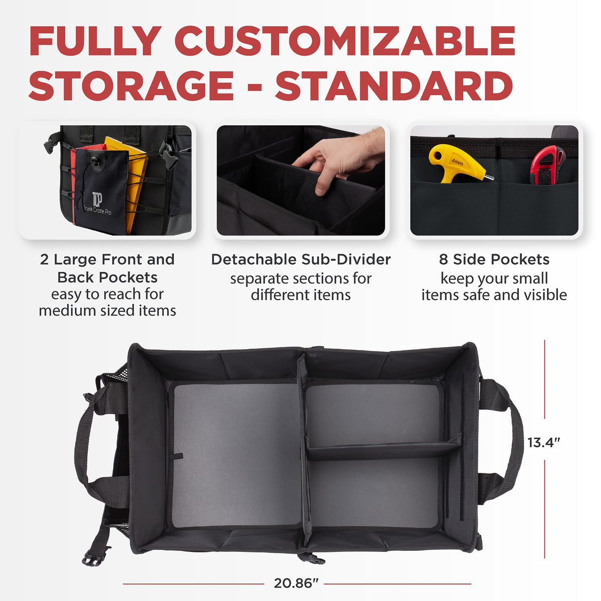 TRUNKCRATEPRO open interior with dividers showing organized storage benefit