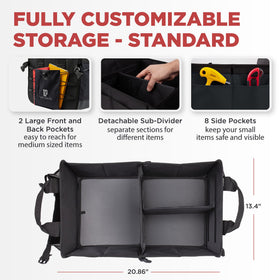 TRUNKCRATEPRO open interior with dividers showing organized storage benefit