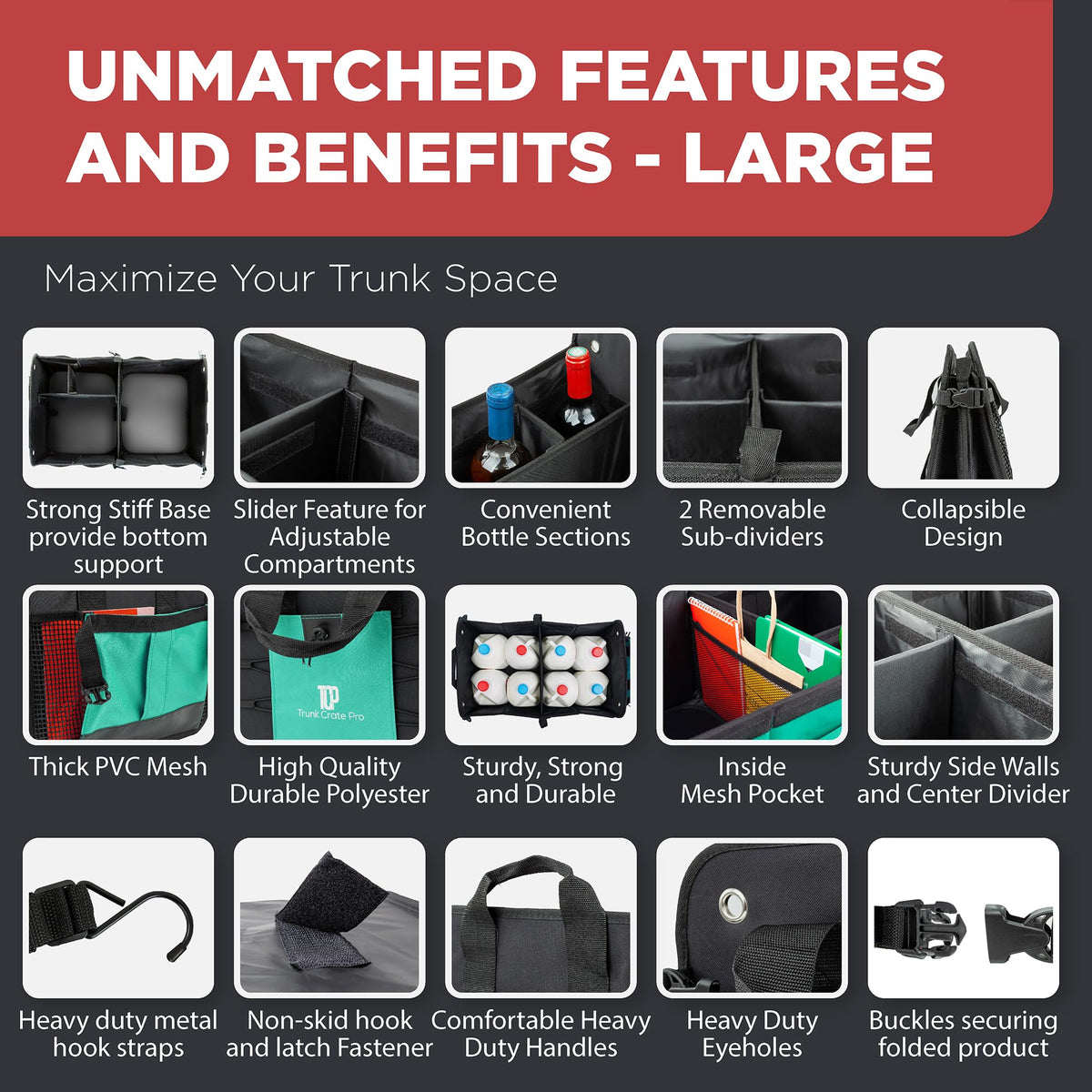 TRUNKCRATEPRO teal side pocket detail for quick-access storage benefit