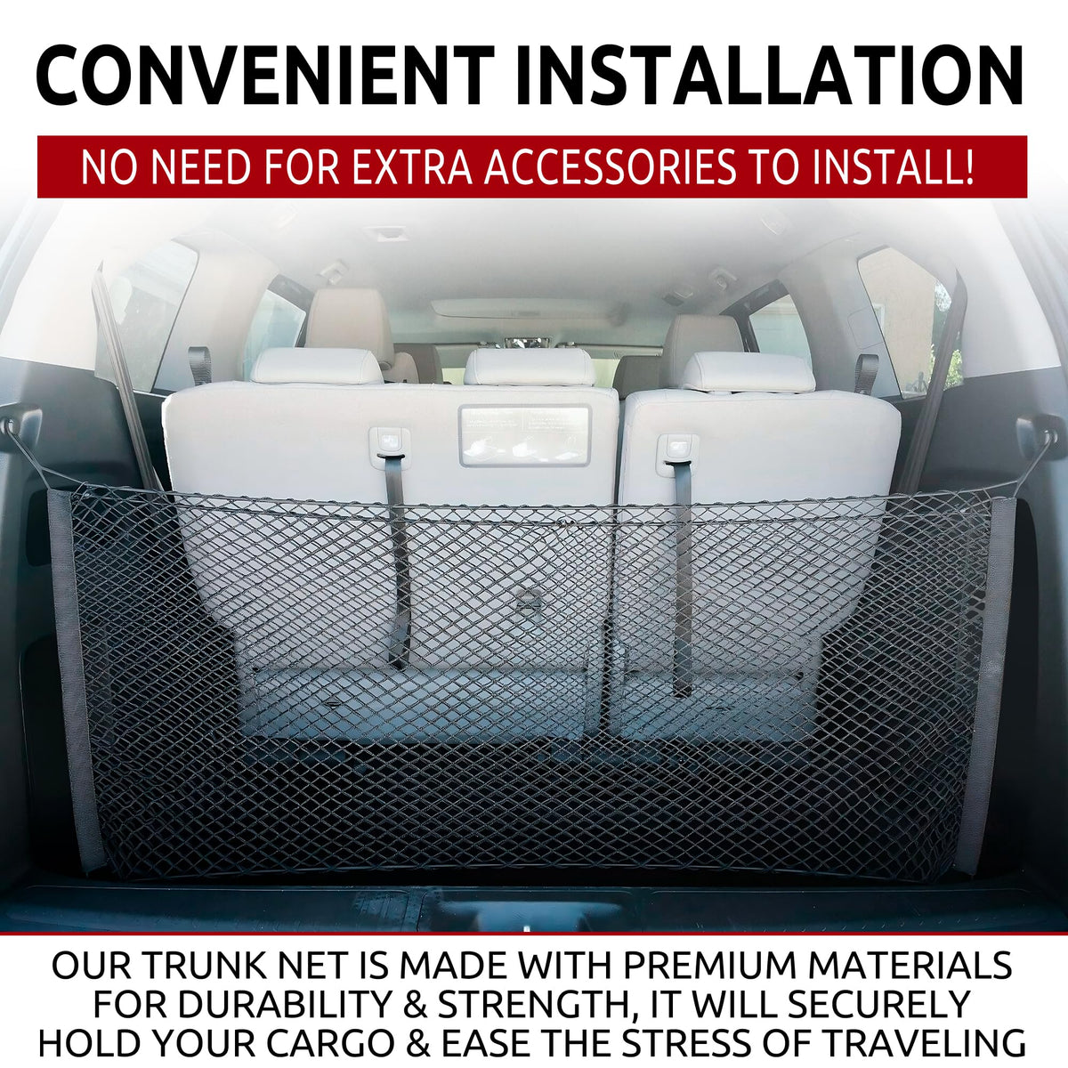 Trunknets Inc installed in Honda Odyssey trunk demonstrating organized cargo