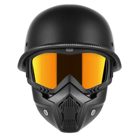 TRUSTERTHEE front view matt black helmet showing retro style and legal look