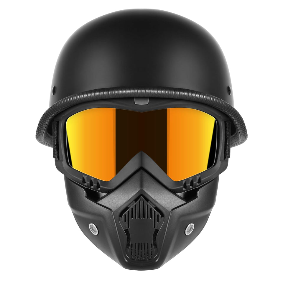 TRUSTERTHEE front view matt black helmet showing retro style and DOT safety