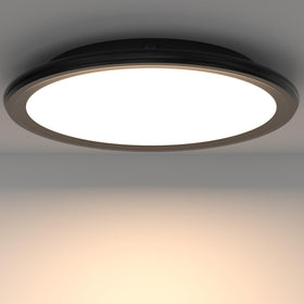 TrustWheel front view of round ceiling light showing sleek finish and even illumination