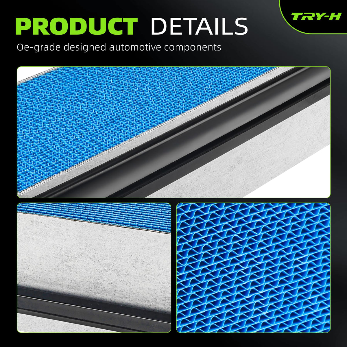 Try-H side profile showing pleats for greater filtration area