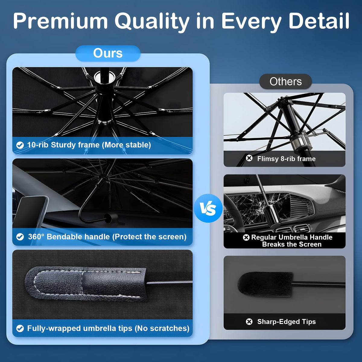 TryLook detailed fiberglass ribs showing durable frame support