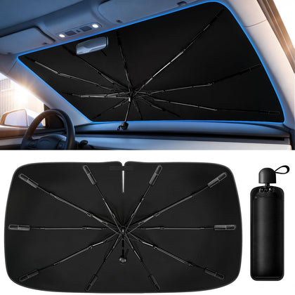 TryLook front view of sun shade covering windshield for instant cooling
