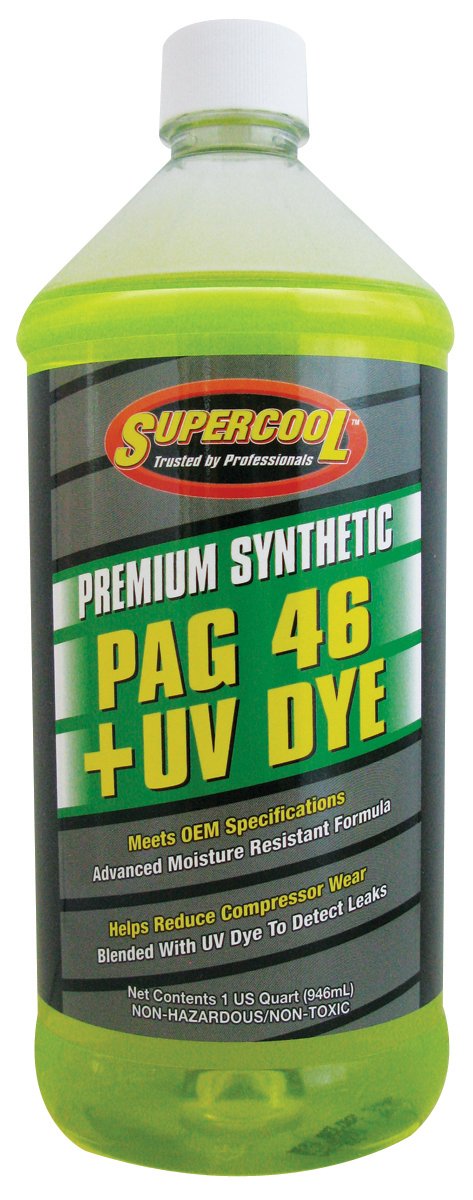 TSI Supercool bottle front label showing product and UV dye benefits