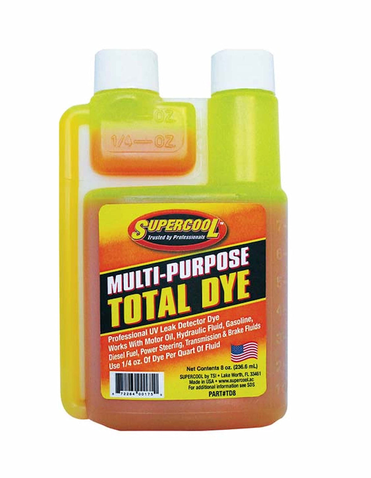 TSI Supercool TD8 front packaging showing self-measure bottle and dosing benefit