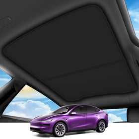 TSLDRV front view of sunshade showing exact roof fit and clean profile benefit