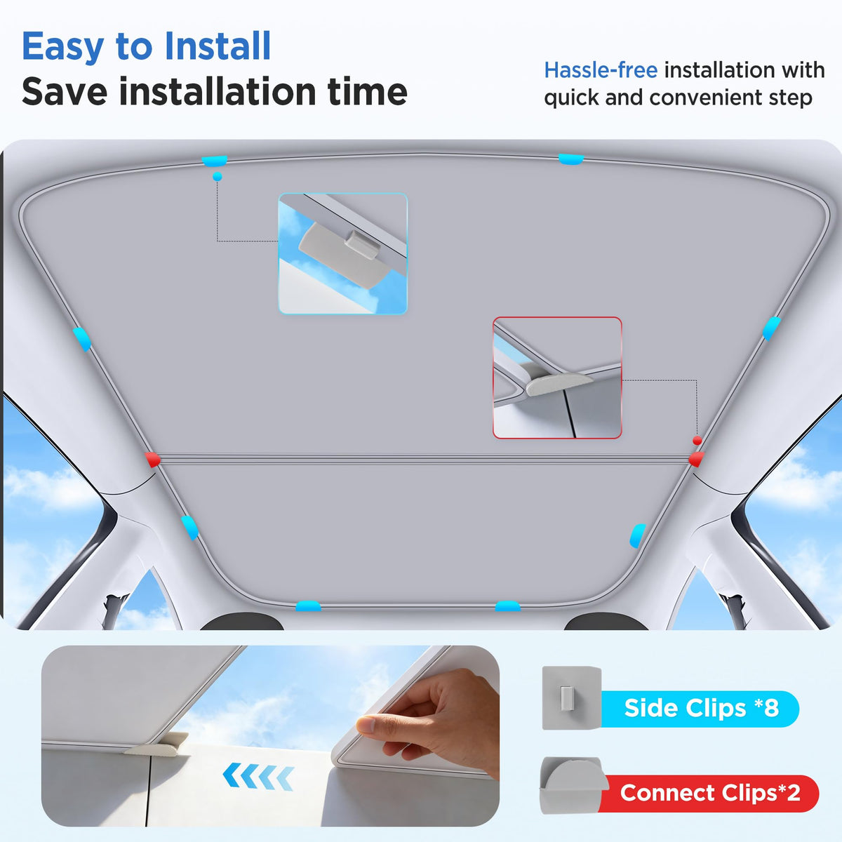 TSLDRV sunshade scale with person showing quick install and fit