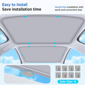 TSLDRV folded sunshade in storage bag for compact trunk storage