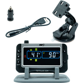 TST monitor front display showing color tire pressure readouts and quick alerts