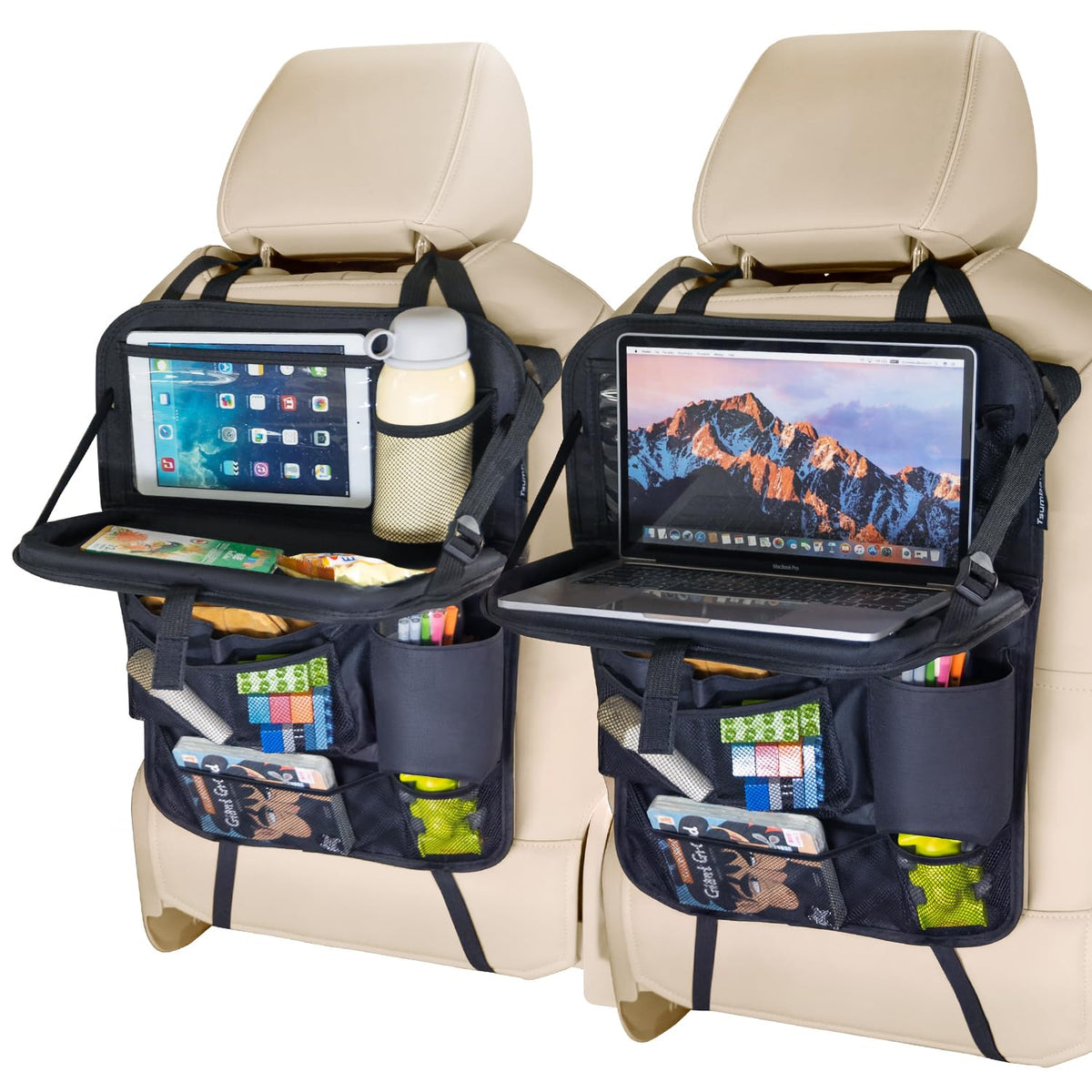Tsumbay front view showing dual-pack organizers and pocket layout for easy access
