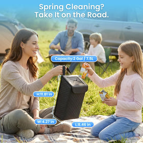 Tsumbay at a picnic showing multipurpose use for travel and outdoor cleanup benefit