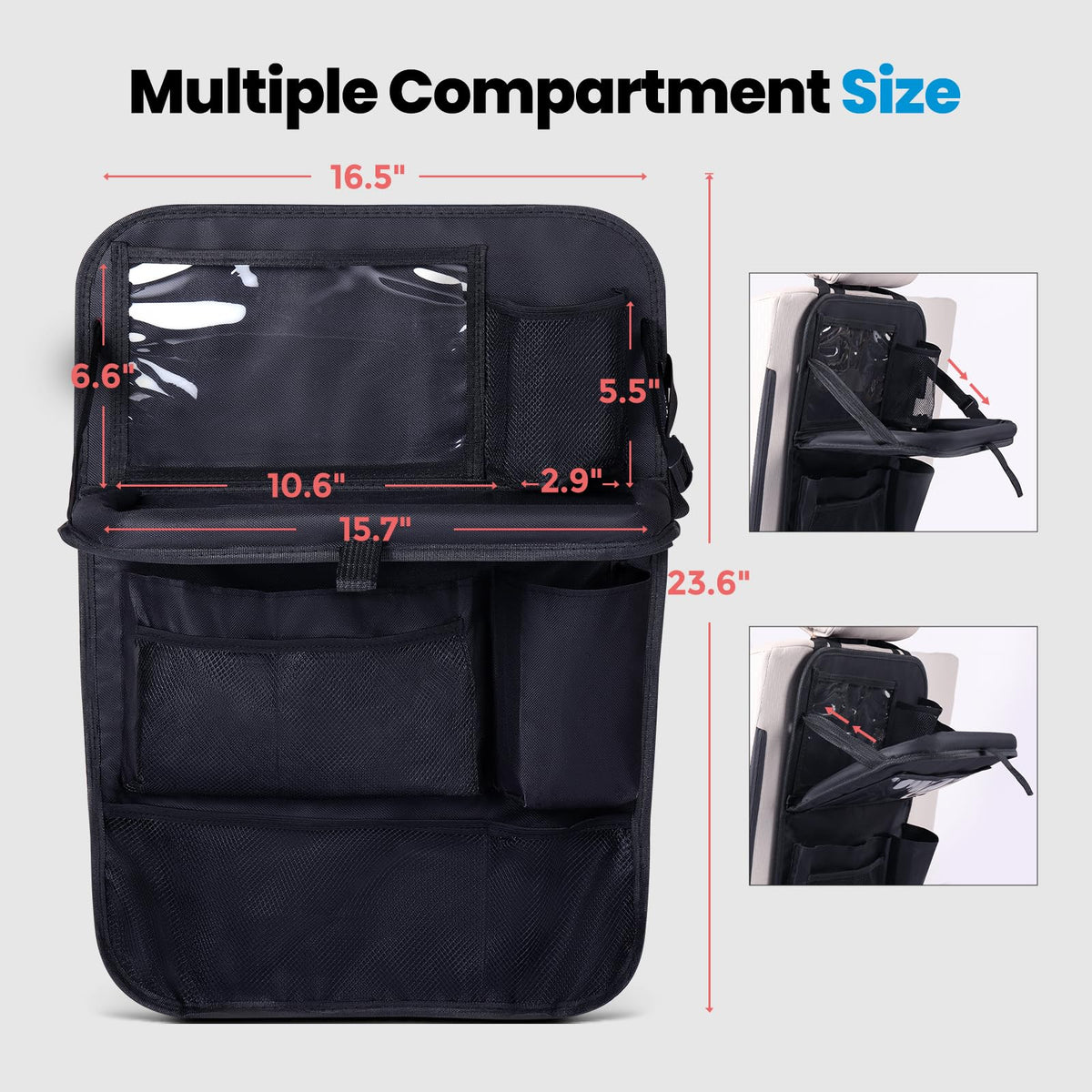 Tsumbay next to a water bottle showing scale and generous pocket capacity