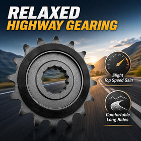 TT719 installed on CFMOTO illustrating direct-fit upgrade and lower RPM benefit