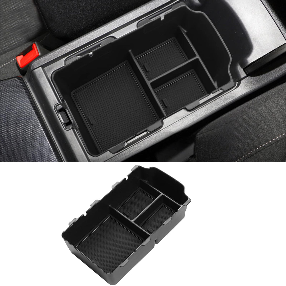 TTCR-II front view of console organizer showing neat compartments and improved storage