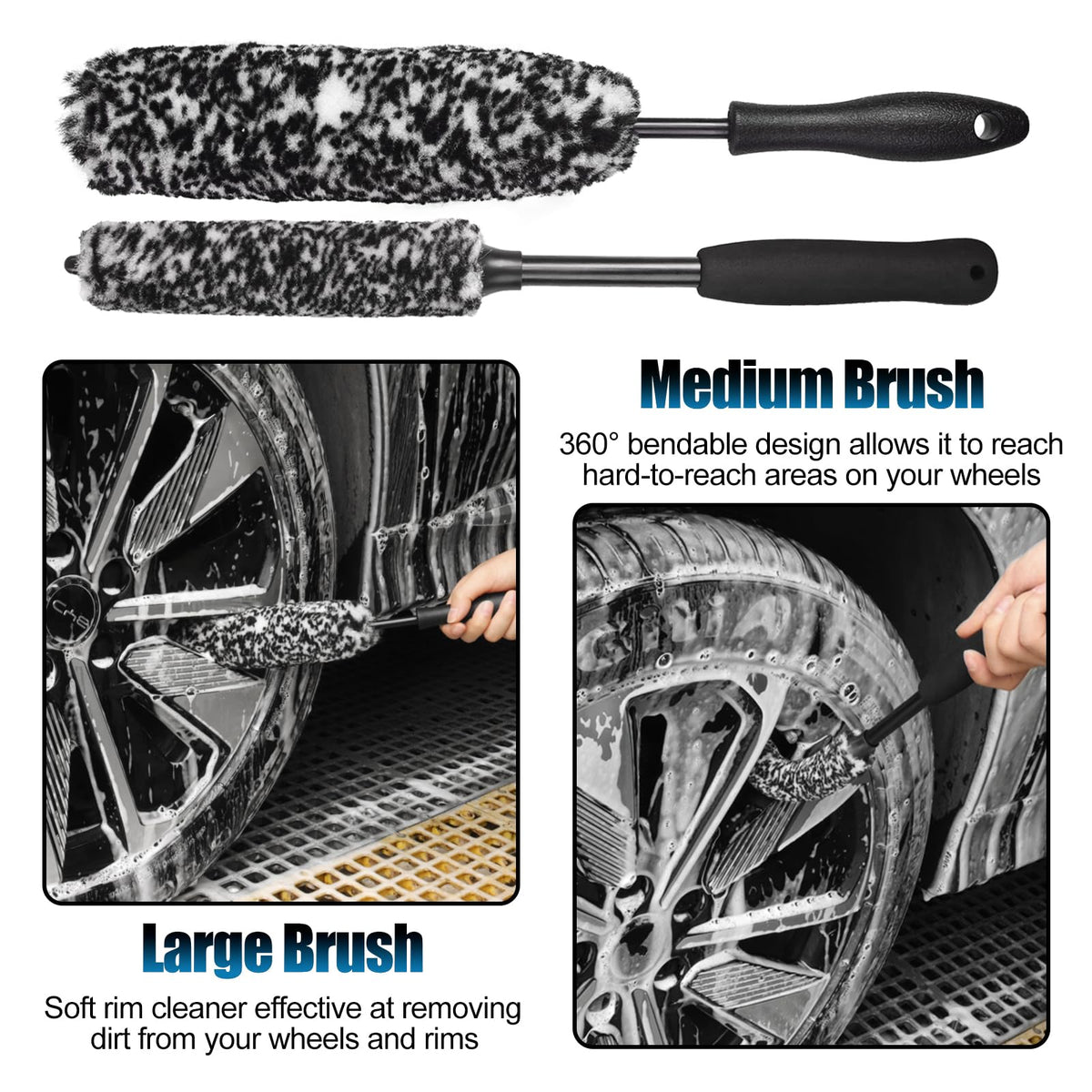 TTRCB close-up of soft and stiff bristles showing gentle cleaning