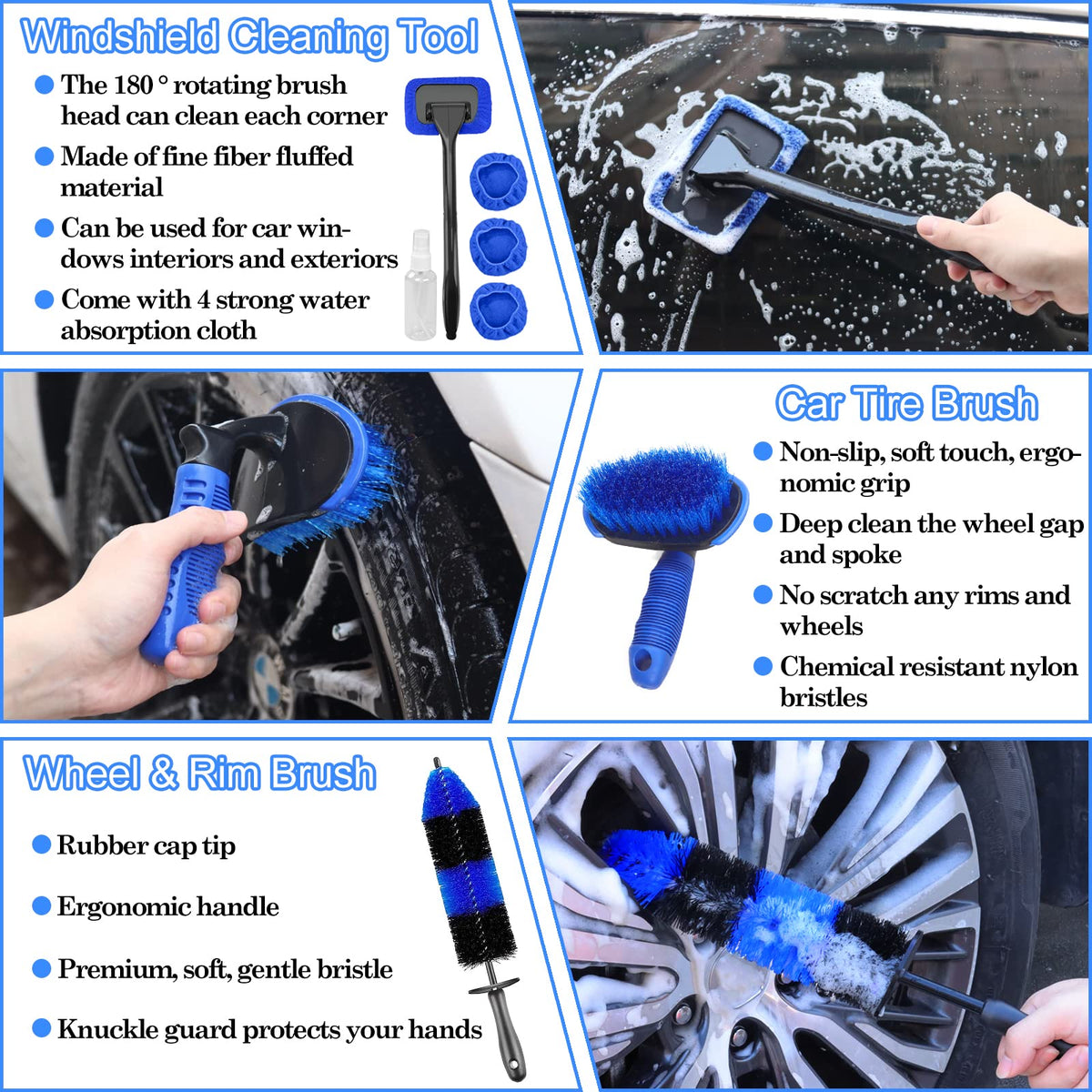 TTRCB long-handle wheel brush reaching deep rim for efficient grime removal