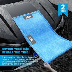TTRCB towel beside ruler showing 48 by 24 inch extra-large size