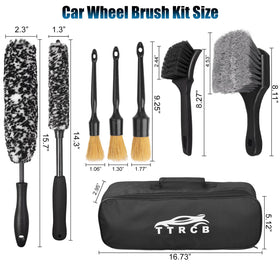TTRCB storage bag and brushes beside a ruler for compact storage