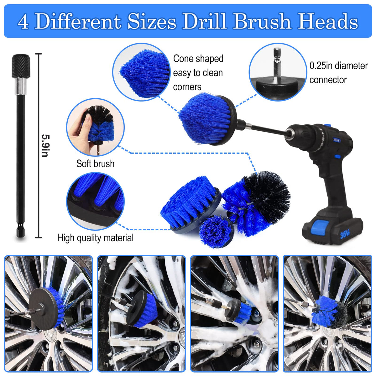 TTRCB wire brushes and polishing pads arranged for wheels and metal restoration