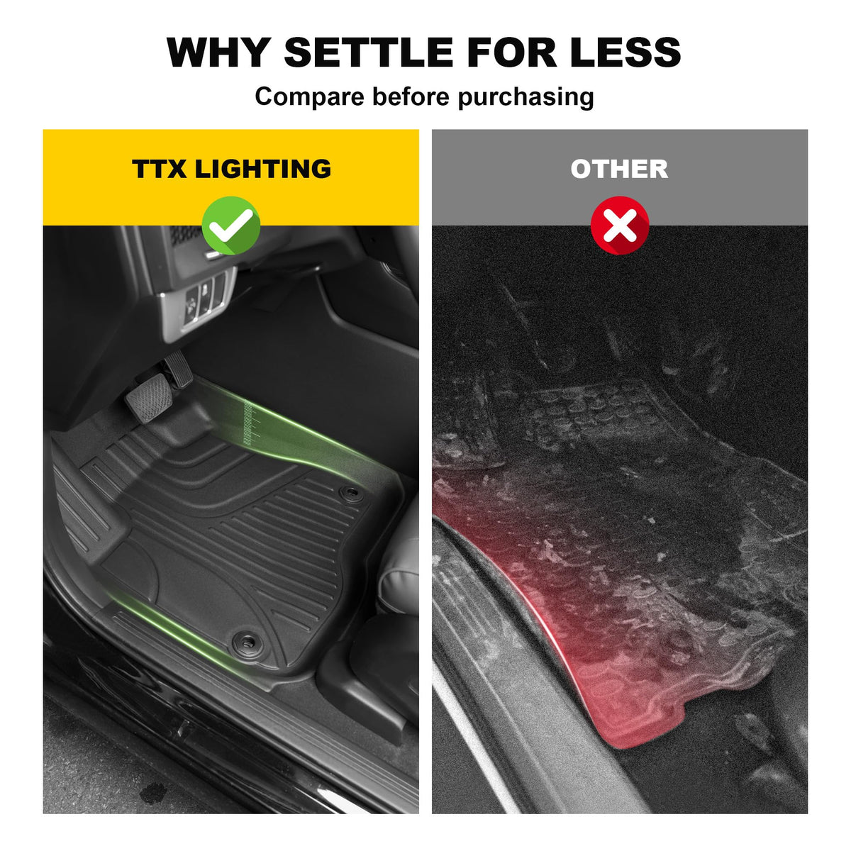 TTX LIGHTING rear mats installed protecting backseat floor from debris