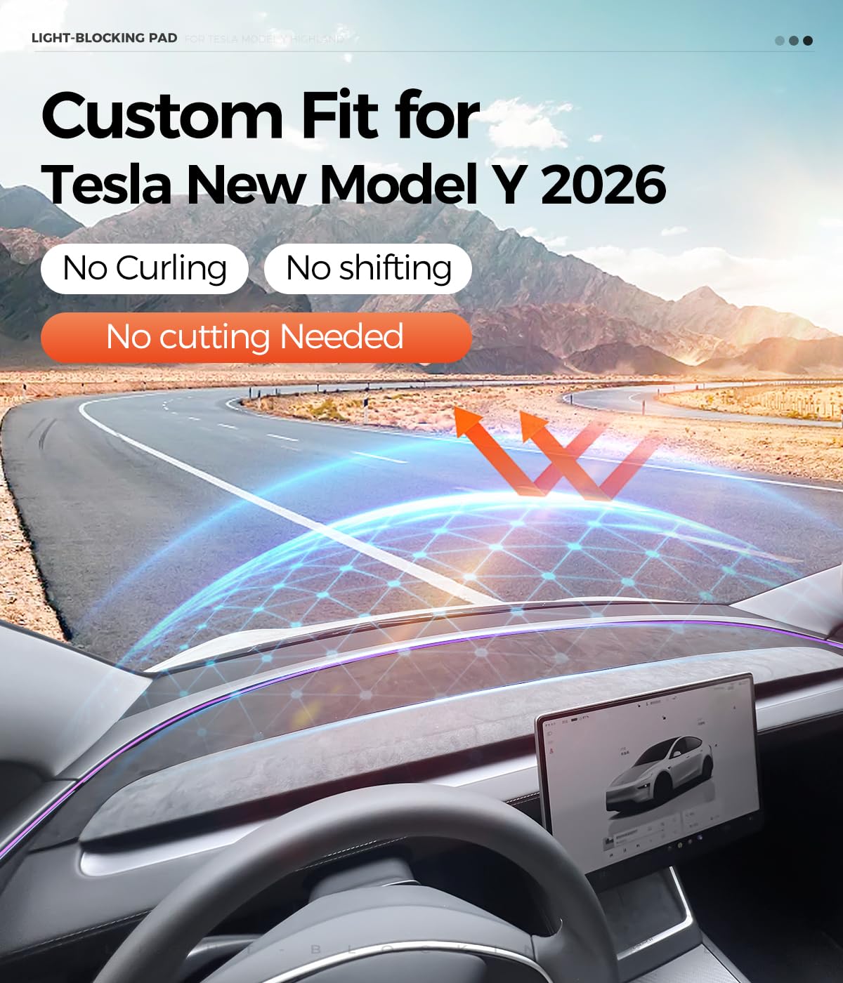 TUDEAO fitted on Model 3 Highland showing seamless dashboard fit