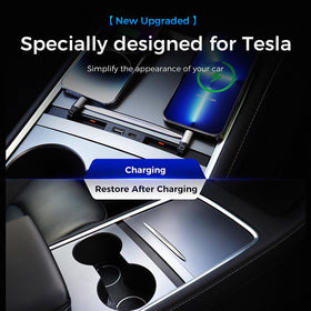 TUDEAO installed in Model 3 console showing flush fit and accessible ports