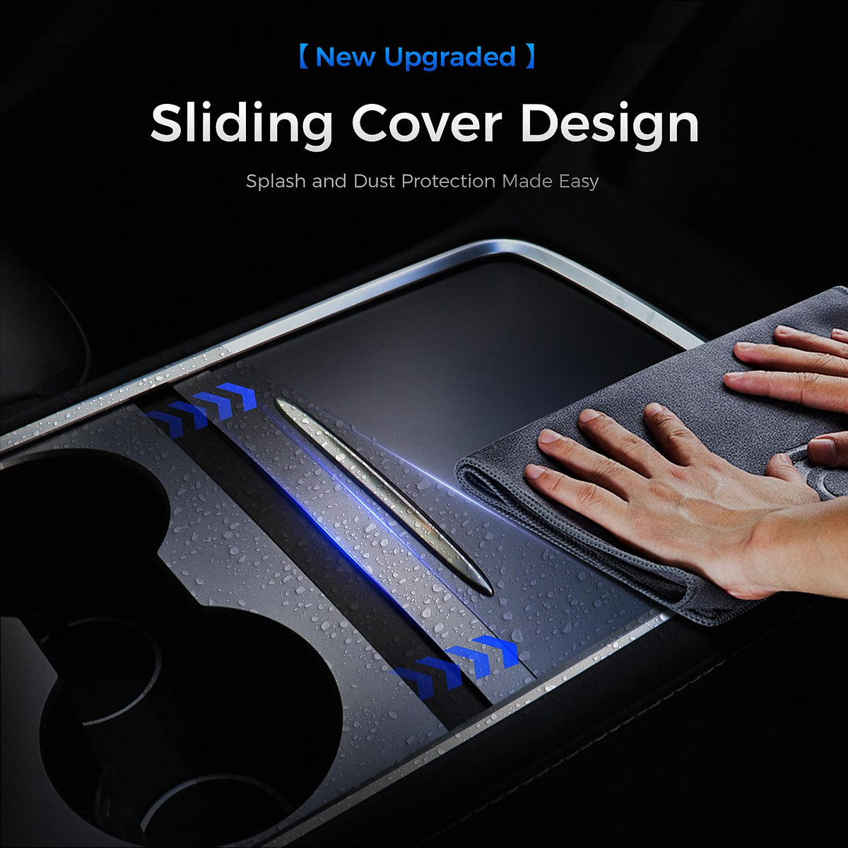TUDEAO installed in Model Y console blending with interior for tidy look