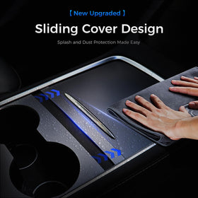 TUDEAO installed in Model Y console blending with interior for tidy look