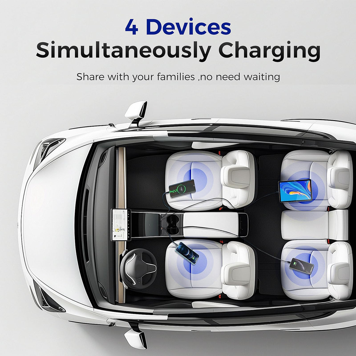 TUDEAO charger size comparison next to smartphone showing compact footprint