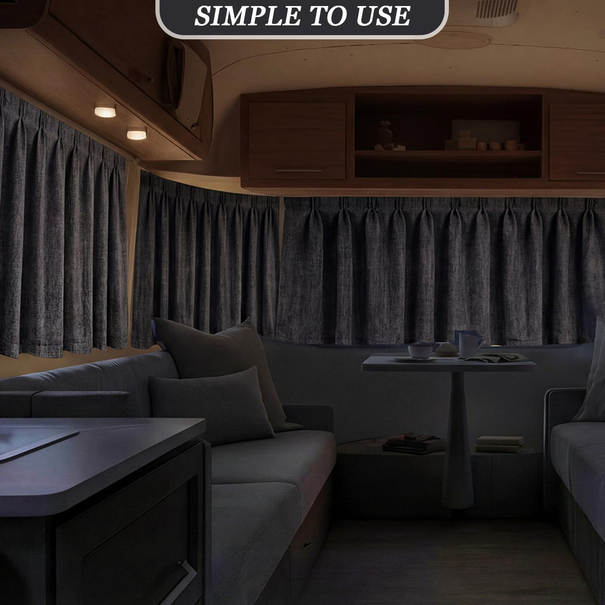 Tudomro tieback holding curtain open to allow controlled daylight into cabin