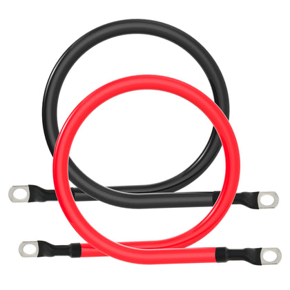 TUELETFU front view of 2 AWG red and black cable pair showing bundled packaging and labels